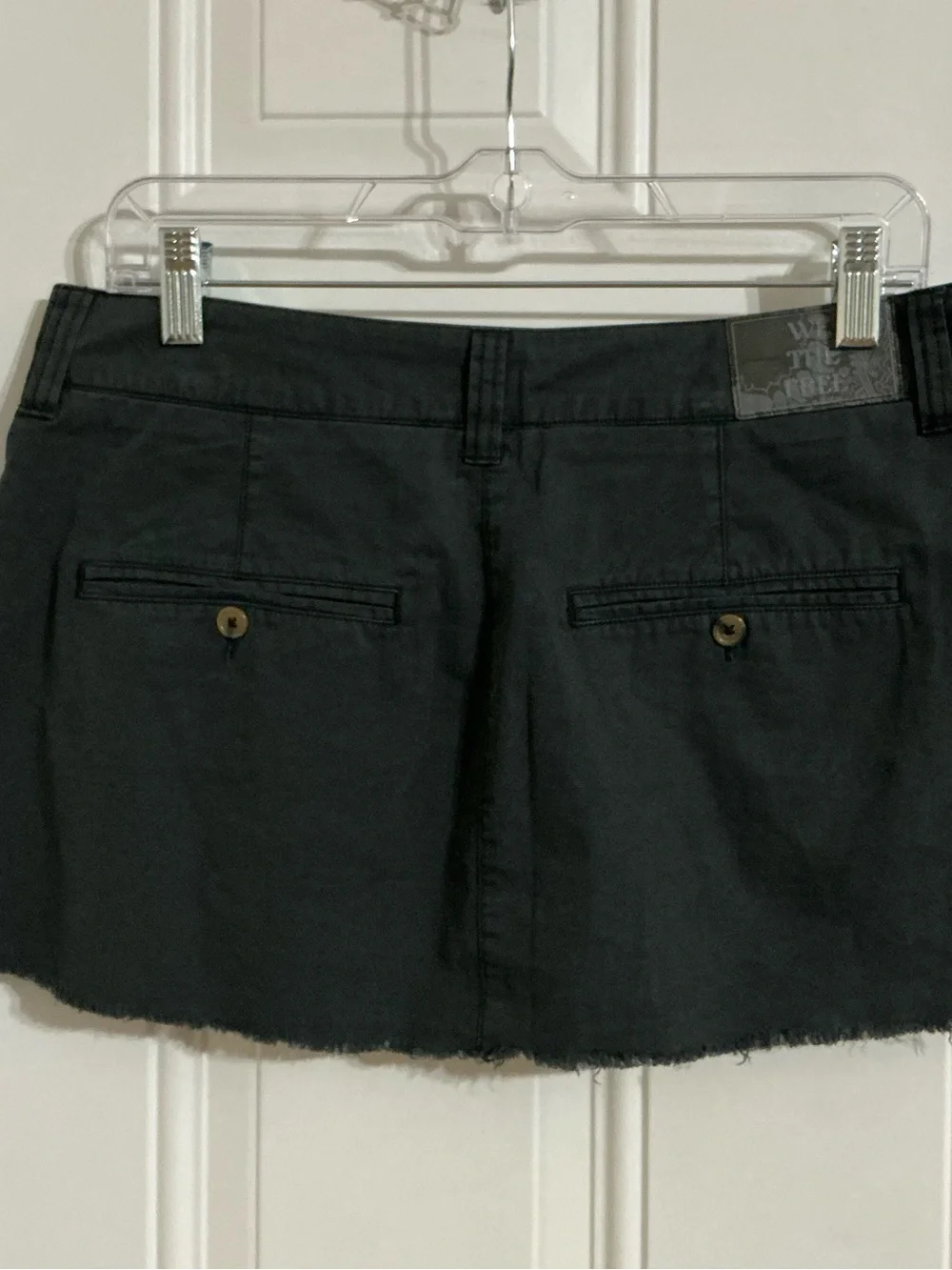 Free People Black Denim Mini Skirt with Raw Hem Size 29